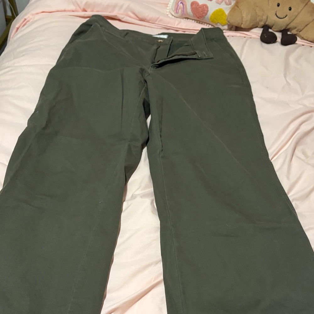 LOFT Wide Leg Pants in Olive Green